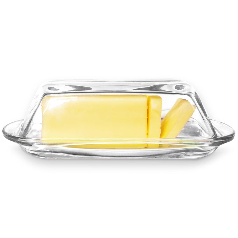 Kangaroo Decorative Clear Glass Butter Dish with Lid for Countertop & Refrigerator - Crystal Covered Butter Tray Storage Container Holder for Counter & Fridge - Image 1